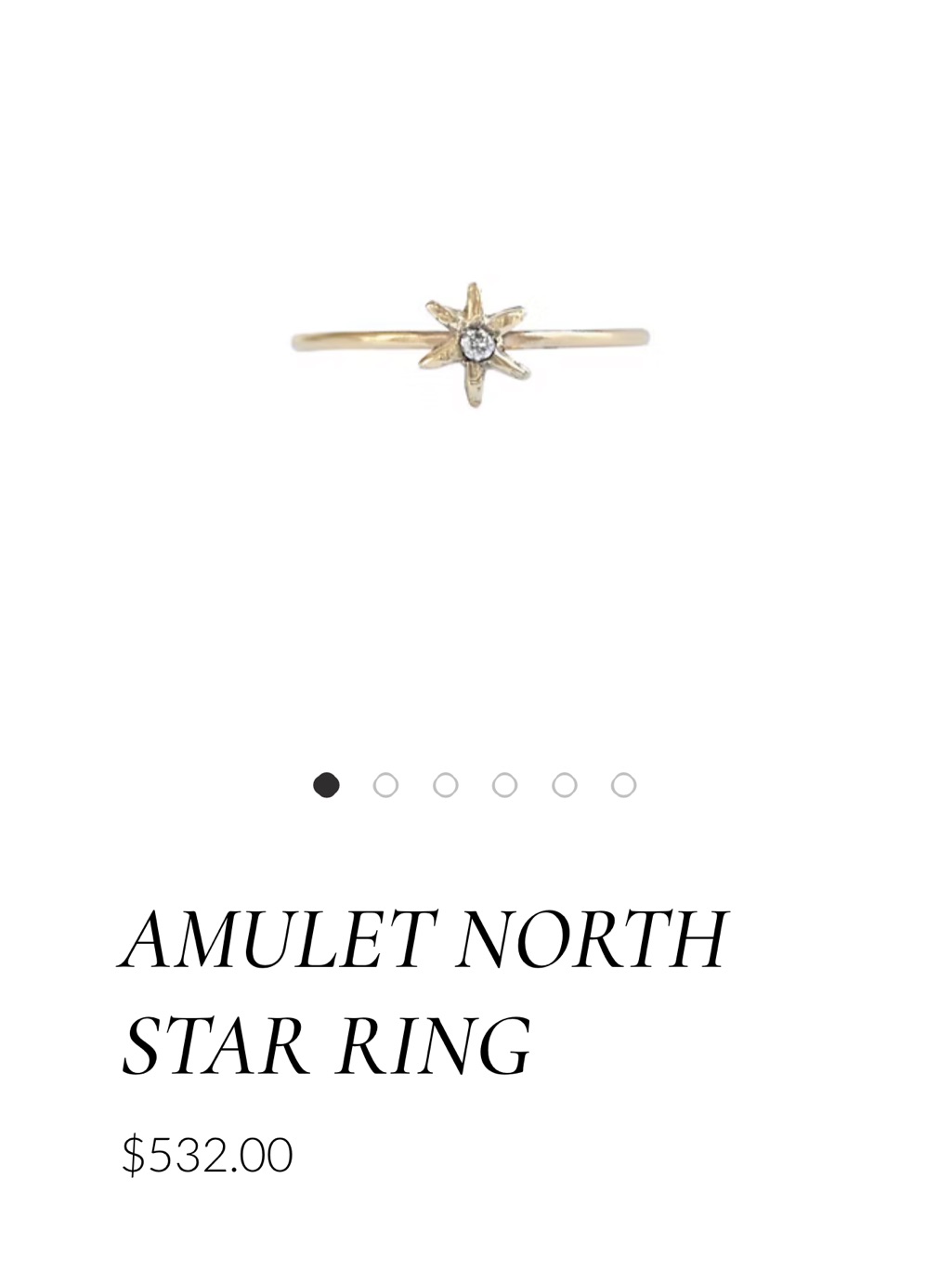 14k Gold North Star Ring Bottom Ring Only.